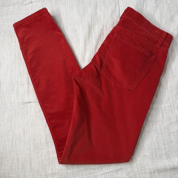 Gap 1969 Women's Red Corduroy Slim Leg Pants Size 26r Holiday Legging Low Rise - Picture 15 of 15